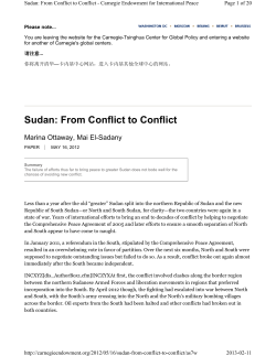 Sudan: From Conflict to Conflict