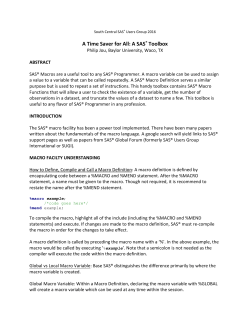 A Time Saver for All - South Central SAS® Users Group