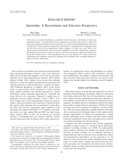 Internship: A recruitment and selection perspective. Journal of