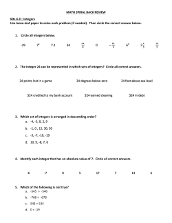MATH SPIRAL BACK REVIEW SOL 6.3&mdash;Integers Use loose