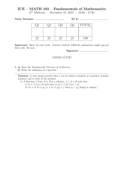 IUE &ndash; MATH 103 &ndash; Fundamentals of Mathematics Q1 Q2 Q3 Q4