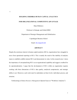 1 BUILDING CREDIBLE HUMAN CAPITAL ANALYTICS FOR