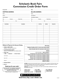 Scholastic Book Fairs Commission Credit Order Form