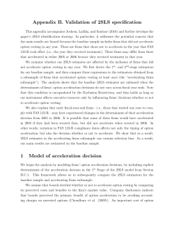 Appendix B. Validation of 2SLS specification 1 Model of acceleration