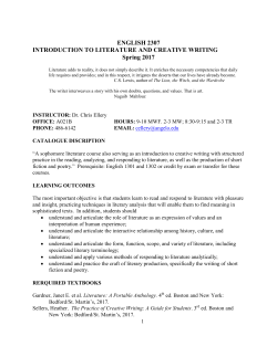 ENGLISH 2307 INTRODUCTION TO LITERATURE AND CREATIVE