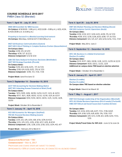 COURSE SCHEDULE 2015-2017 PMBA Class 52 (Blended)