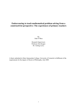 Endeavouring to teach mathematical problem solving from a