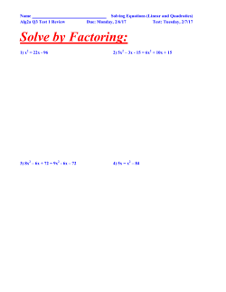 Solve by Factoring