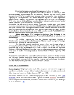 Historical facts assure Jimma-Wellega never belong to Oromia