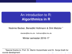 An introduction to R: Algorithmics in R