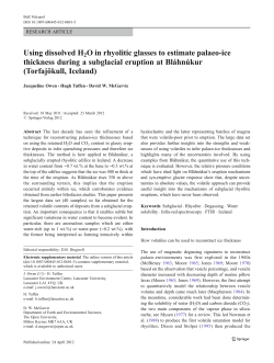 Using dissolved H 2 O in rhyolitic glasses to estimate palaeo