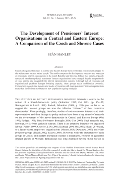The Development of Pensioners` Interest Organisations in Central