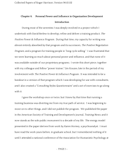 Personal Power and Influence in Organization Development
