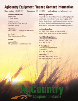 Contact AgCountry &reg; Equipment Finance