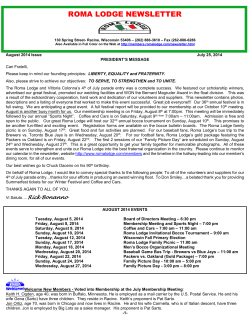 August 2014 - Roma Lodge