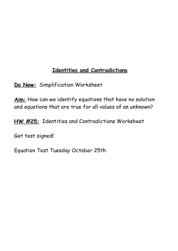 Identities and Contradictions Do Now