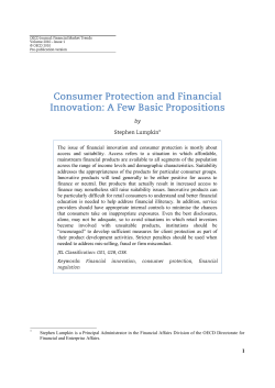 Consumer Protection and Financial innovation