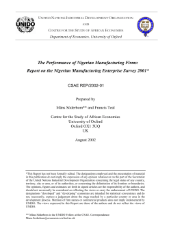 The Performance of Nigerian Manufacturing Firms