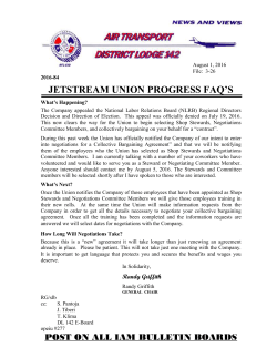 JETSTREAM UNION PROGRESS FAQ`S