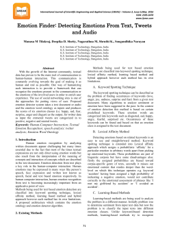 Emotion Finder: Detecting Emotions From Text, Tweets