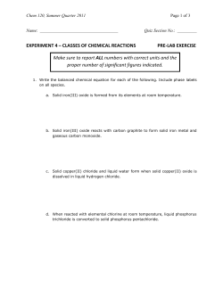 experiment 4 – classes of chemical reactions