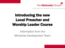 Introducing the new Local Preacher and Worship Leader Course