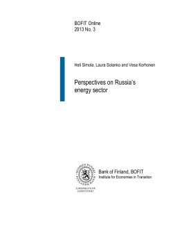 Perspectives on Russia`s energy sector