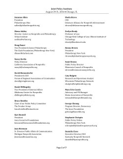 Joint Policy Institute August 29-31, 2016 Chicago, IL Page 1 of 7