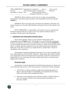 BUYING AGENCY AGREEMENT