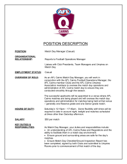Match Day Manager Position Description