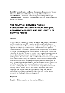 THE RELATION BETWEEN FINNISH CONSCRIPTS` READING
