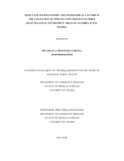EFFECTS OF SOCIOECONOMIC AND GEOGRAPHICAL FACTORS