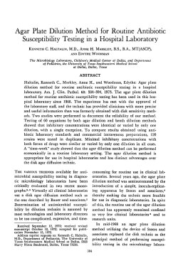 Agar Plate Dilution Method for Routine Antibiotic Susceptibility