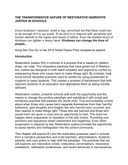The Transformative Nature of Restorative Narrative Justice in Schools!