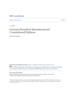 Germany Reunified: International and Constitutional Problems