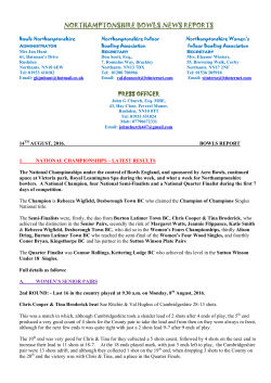 NORTHAMPTONSHIRE BOWLS NEWS REPORTS