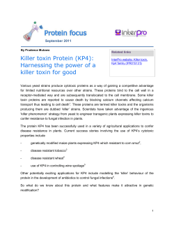 Killer toxin Protein (KP4): Harnessing the power of a killer toxin for