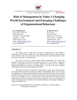 Role of Management in Today`s Changing World Environment and
