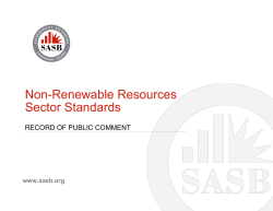 Non-Renewable Resources Sector Standards