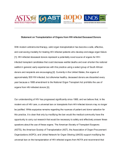 Statement on Transplantation of Organs from HIV