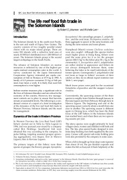 The life reef food fish trade in the Solomon Islands