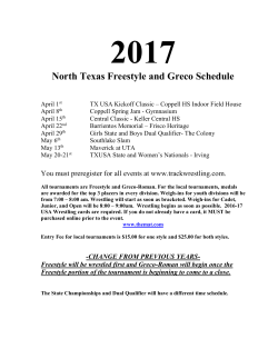 North Texas Freestyle and Greco Schedule