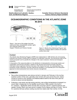Oceanographic conditions in the Atlantic zone in 2015