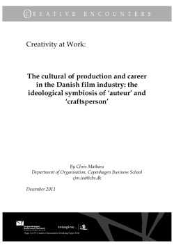 Creativity at Work: The cultural of production and career in the