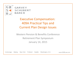 Executive Compensation: 409A Practical Tips and Current Plan