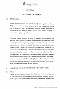 CHAPTER/II THE ECONOMICS OF TOURISM 3.1 INTRODUCTION