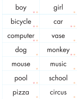 boy bicycle computer dog mouse pool pizza girl car vase monkey