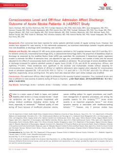 Consciousness Level and OffHour Admission Affect Discharge