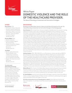 domestic violence and the role of the healthcare provider.