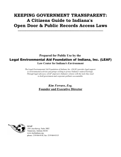 Citizen Guide to Indiana`s Open Door and Public Records Access
